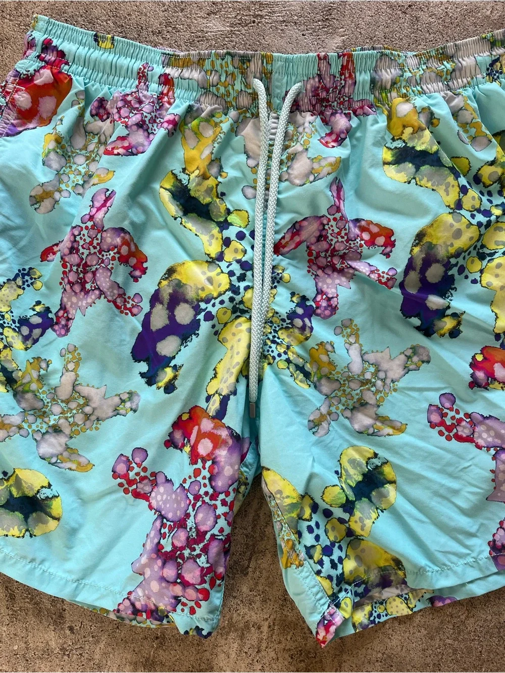 BILEBREQUIN Aqua Multi Floral Swim Trunks - Men's Light Aqua Swim Shorts